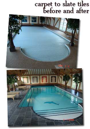 Tiling by swimming pool before and after